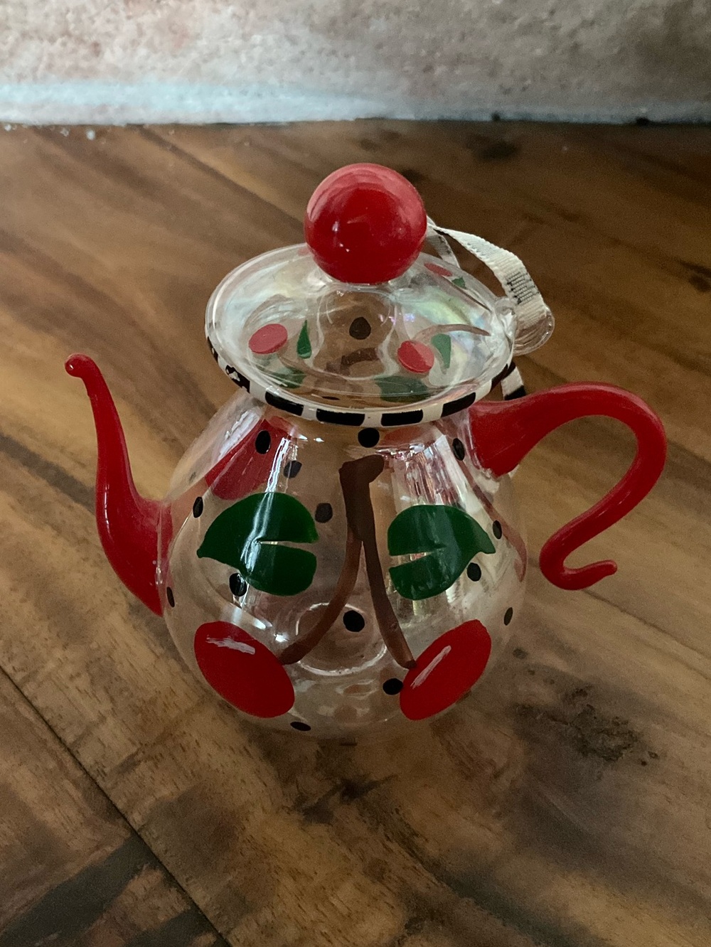 Mary Engelbreit Kurt S. Adler Blown Glass Christmas Ornament Teapot Cherries